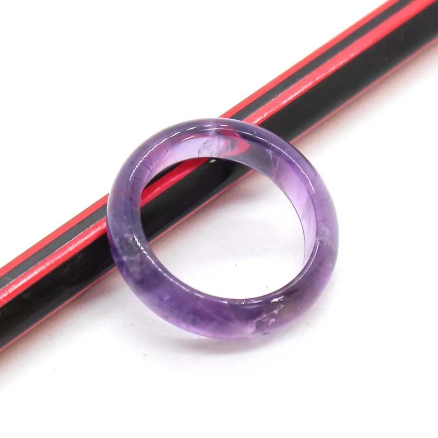 Naturtal Healing Crystal Stone Band Rings For Women Amethyst Rose Quartz Lapis Lazuli Labradorite Dainty Finger Ring Jewellery  (GoldenCity)