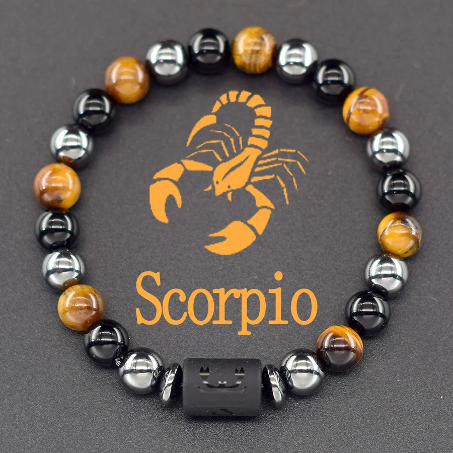 12 Zodiac Sign Bracelet Homme Constellation Bracelet for Men Aries Virgo Leo Libra Charm Bangle Women Friendship Jewelry on Hand  (GoldenCity)