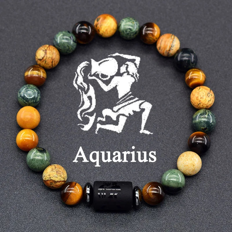 12 Constellation Signs Bracelet for Women Men 12 Zodiac Charm Bracelet Homme Capricorn Libra Leo Signs Jewelry on Hand Wholesale  (GoldenCity)