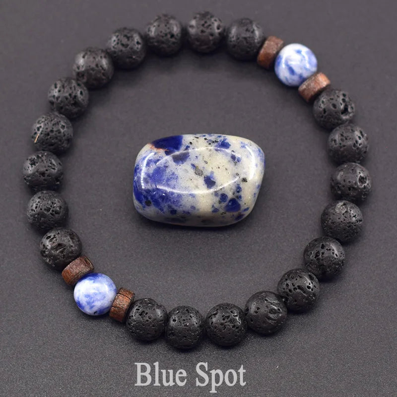 8mm Black Volcanic Beads Bracelet Men Natural Amehyst Crystal Bracelet for Women Body-Purfying Genuine Amethyst Natural Pulsera  (GoldenCity)
