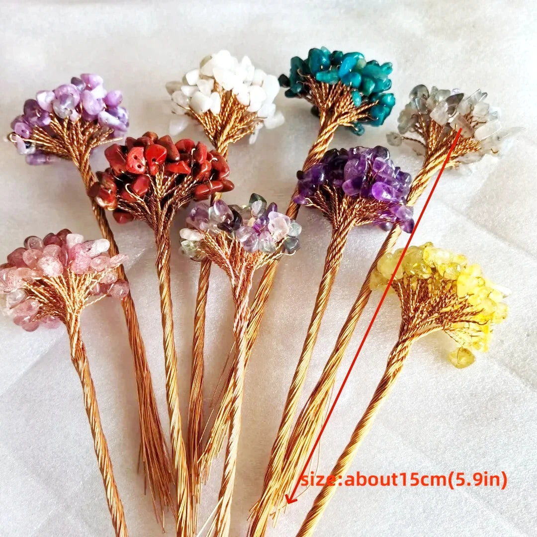 Natural Crystal Money Lucky Tree Amethyst Rose quartz Reiki Healing Fengshui Tree For Wealth And DIY Luck Home Decoration  (GoldenCity)