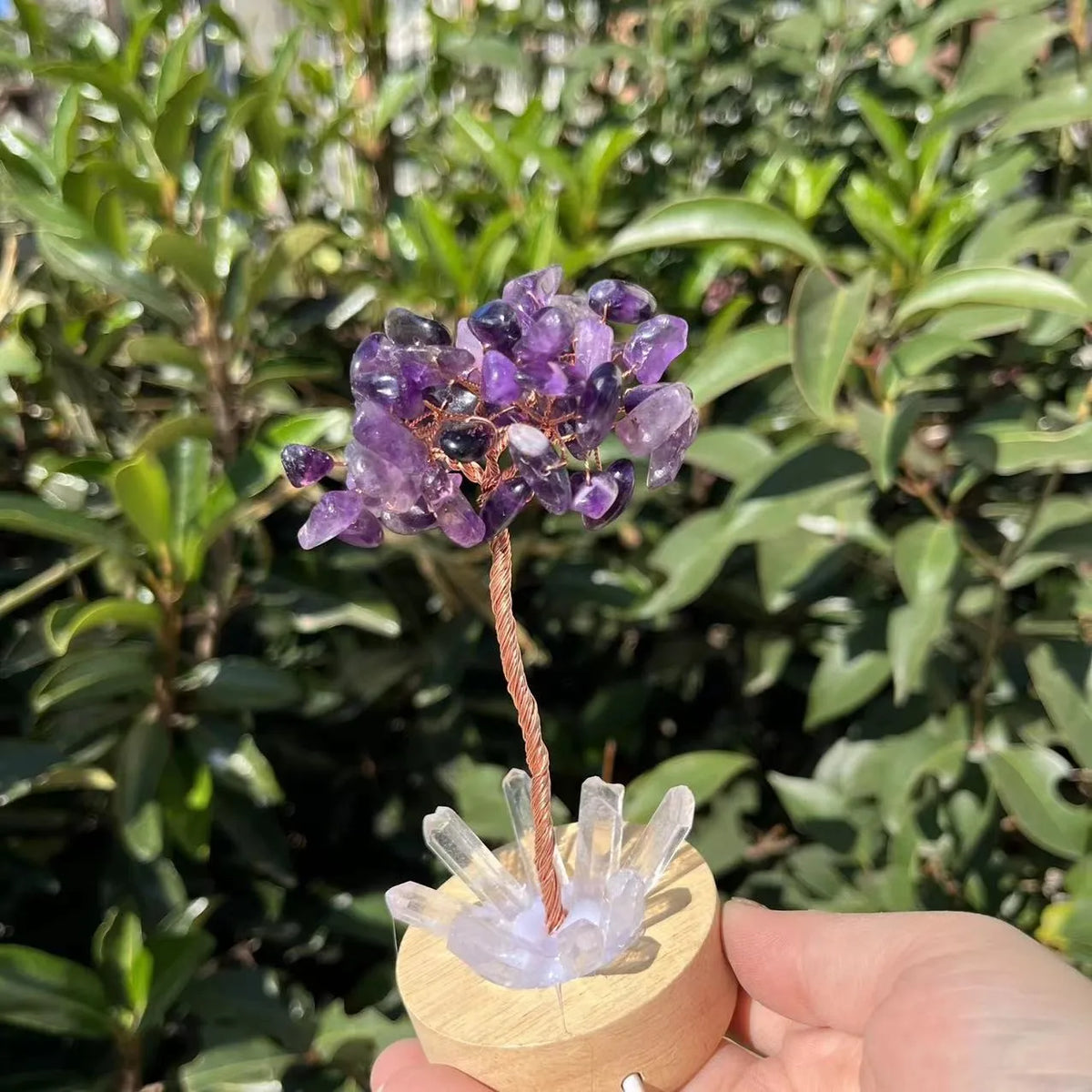 1pcs Crystal Money Tree Reiki Chakra Feng Shui Trees Decor Sparkling Crystal Tree Of Wealth With LED Base Crystal Birthday Gift  (GoldenCity)