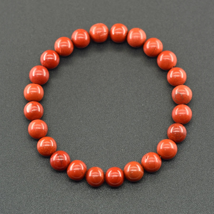 Natural Stone Real Red Jasper Prayer Bead Bracelet Women Men Rosary Stretch Elastic Bracelets Inspire Positive Emotion Jewelry  (GoldenCity)