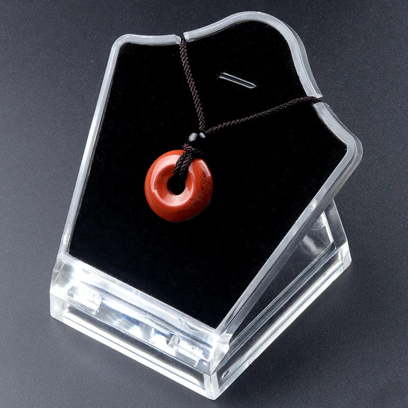 20mm Circle Donut Healing Crystals Necklace Natural Chakra Gemstone Stone Amulet Lucky Coin Donuts Charm Protection Quartz Agate  (GoldenCity)