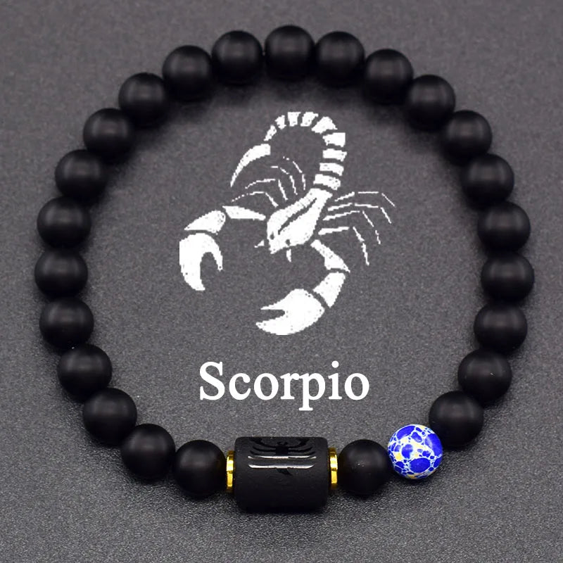 12 Zodiac Constellation Signs Bracelets for Men Women Real Natural Tiger Eye Sparrow Picture Stone Bead Bracelet Leo Taurus Gift  (GoldenCity)