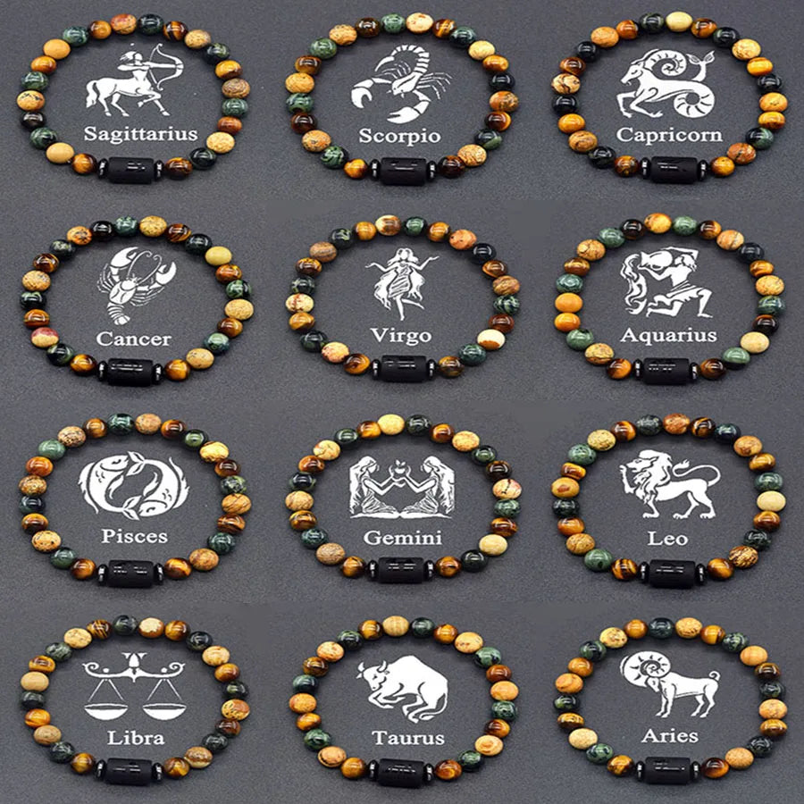 12 Zodiac Sign Bracelet Homme Constellation Bracelet for Men Aries Virgo Leo Libra Charm Bangle Women Friendship Jewelry on Hand  (GoldenCity)