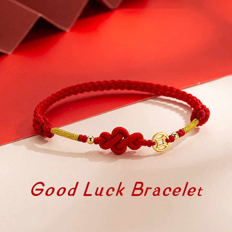 Fashion Simple Lucky Knot Red Rope Bracelets for Women Men Handmade String Adjustable Bracelet Friendship Amulet Jewelry Gift  (GoldenCity)