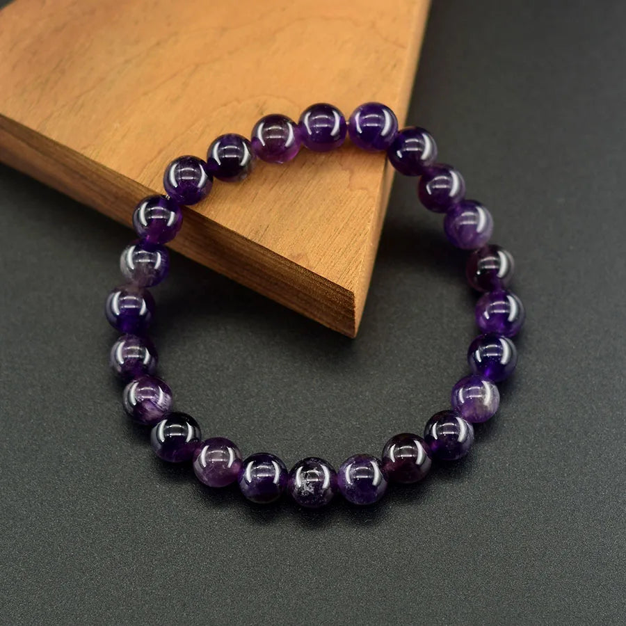 Natural Amethyst Quartz Crystal Bead Bracelet for Women Purifying Negative Energy Weight Loss Fatigue Pressure Yoga Jewelry  (GoldenCity)