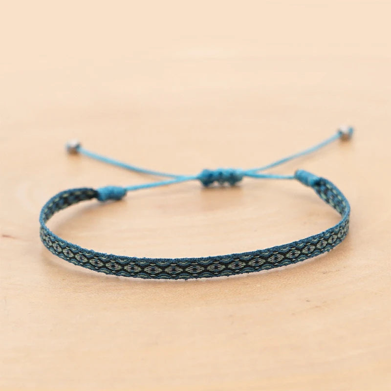 Lucky Woven Rope Handmade Bracelets For Women Men Simple 925 Tibetan Silver Bangle Adjustable 3PC Charm Bohemian Styles Gift  (GoldenCity)