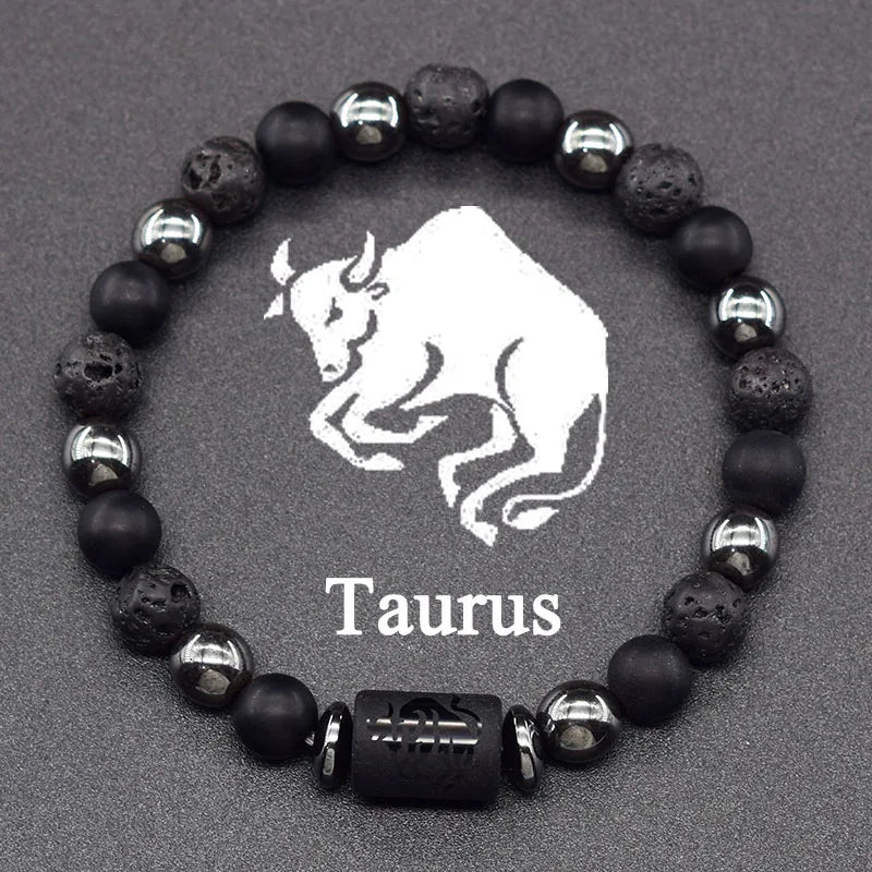 12 Zodiac Constellation Signs Bracelets for Men Women Real Natural Tiger Eye Sparrow Picture Stone Bead Bracelet Leo Taurus Gift  (GoldenCity)
