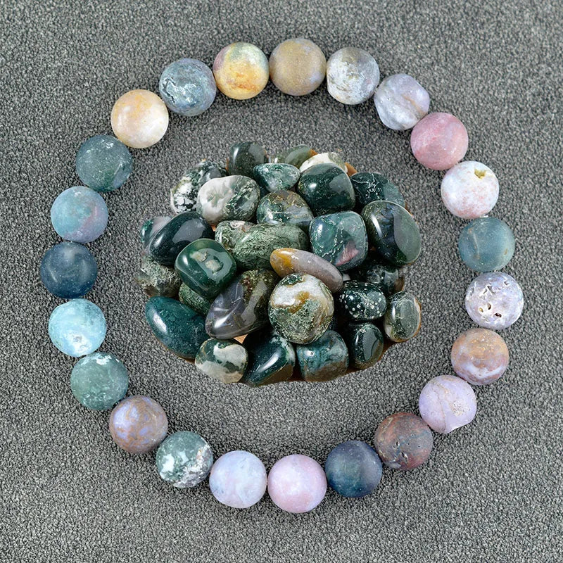Handmade Real Natural Stone African Stone Beads Bracelet Men Yoga Mala Jewelry Green Moss Agates Beaded Bracelet Gift Wholesale  (GoldenCity)
