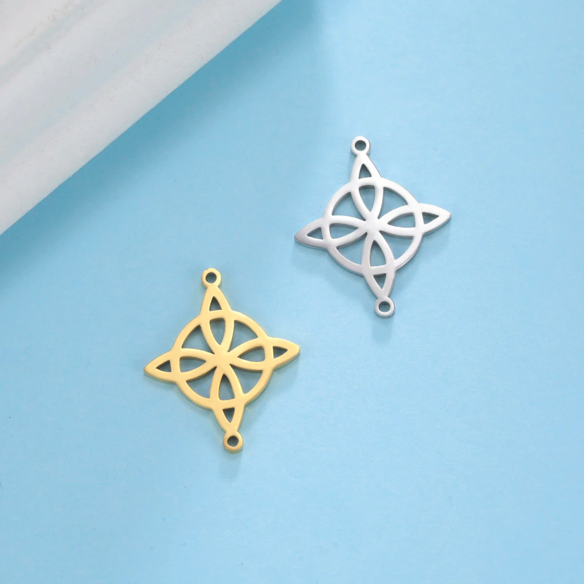 1pc Witch Knot Virgin Mary Stainless Steel Pendant Double Protection Amulet Necklace Bracelet Jewelry Making Accessories  (GoldenCity)