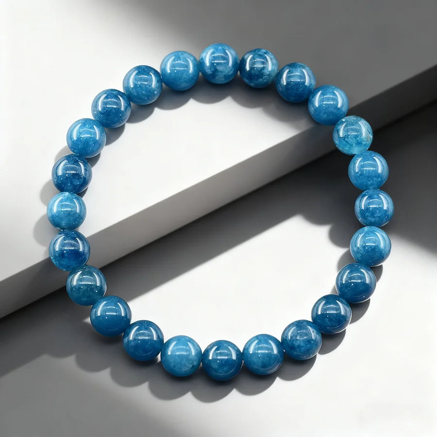 Original Reiki Blue Apatite Beads Bracelet Women Men Blood Circulation Stimulate Enthusiasm Health Care Jewelry Gift for Lover  (GoldenCity)