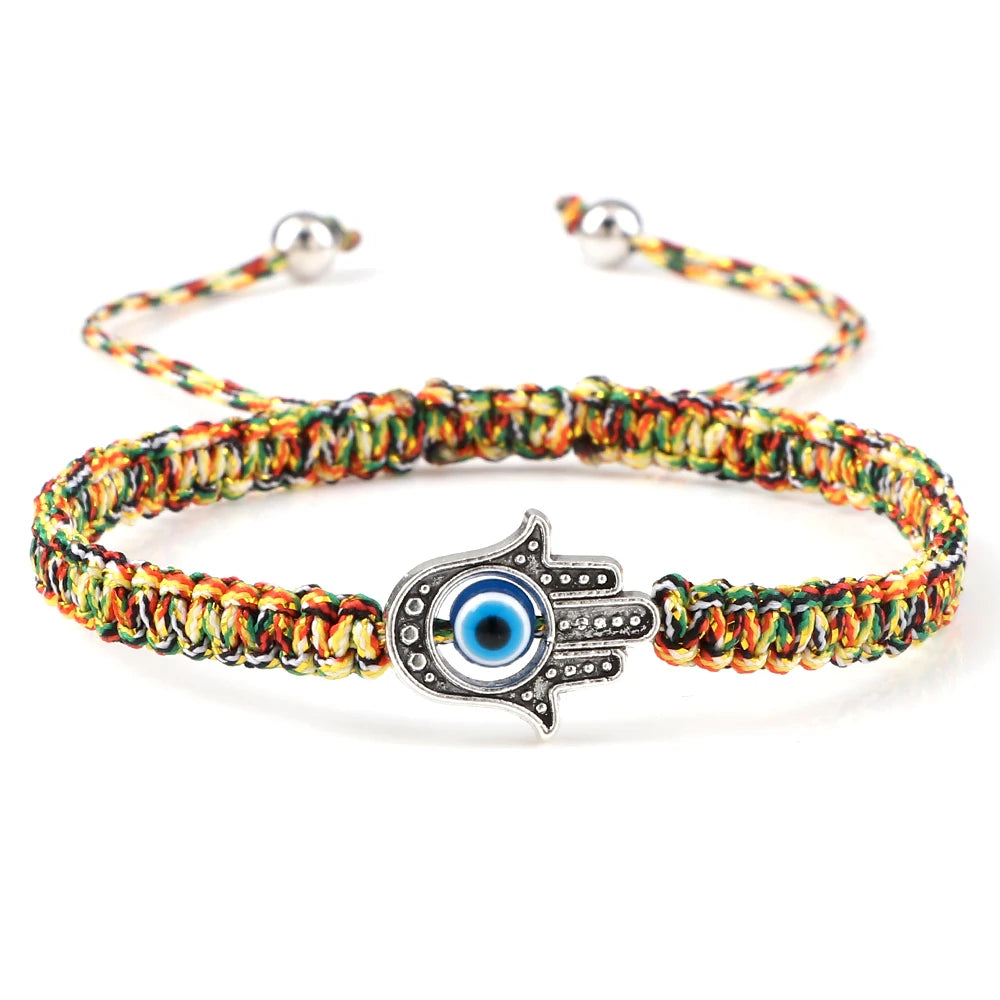New Prayer Hand of Fatima Evil Eye Braided Bracelet Red Black Color Nylon Thread Lucky Couple Bracelet&Bangles Jewelry Men Women  (GoldenCity)