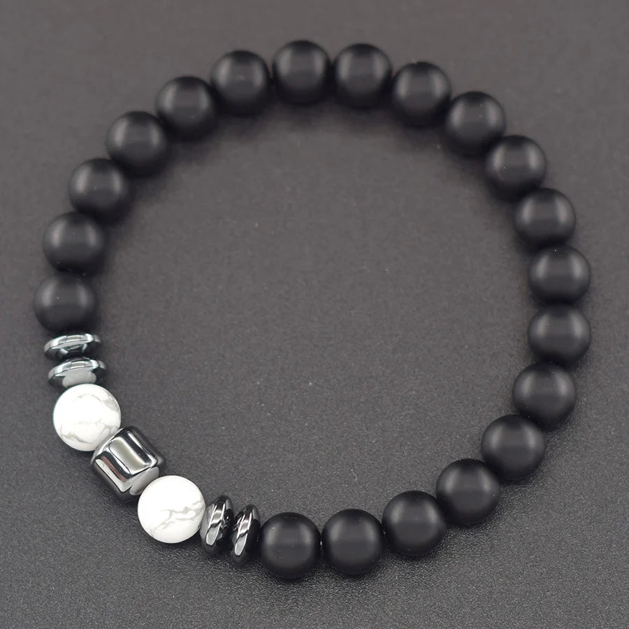 Natural Amethyst Crystal Beads Bracelet Women Hematite Cylinder Meditation Healing Purify the Soul Jewelry Pulseras Hombre Gift  (GoldenCity)