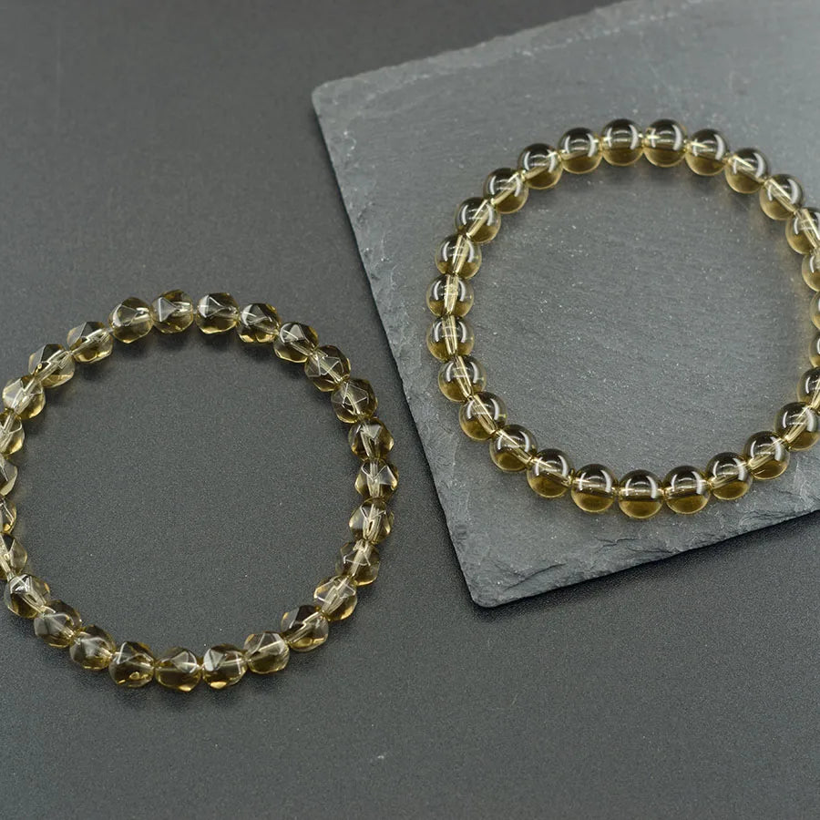 Irregular Natural Stone Smoky Quartz Bracelet Men Women Tea Brown Crystal Improve Body Magnetic Field Stretch Jewelry Bangle  (GoldenCity)