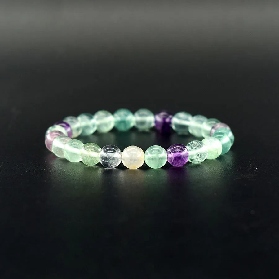 Fluorite Bracelet with Natural Stones Beads Charm Jewelry for Women Amethyst Crystal Bead Enhance Logical Thinking & Creativity  (GoldenCity)