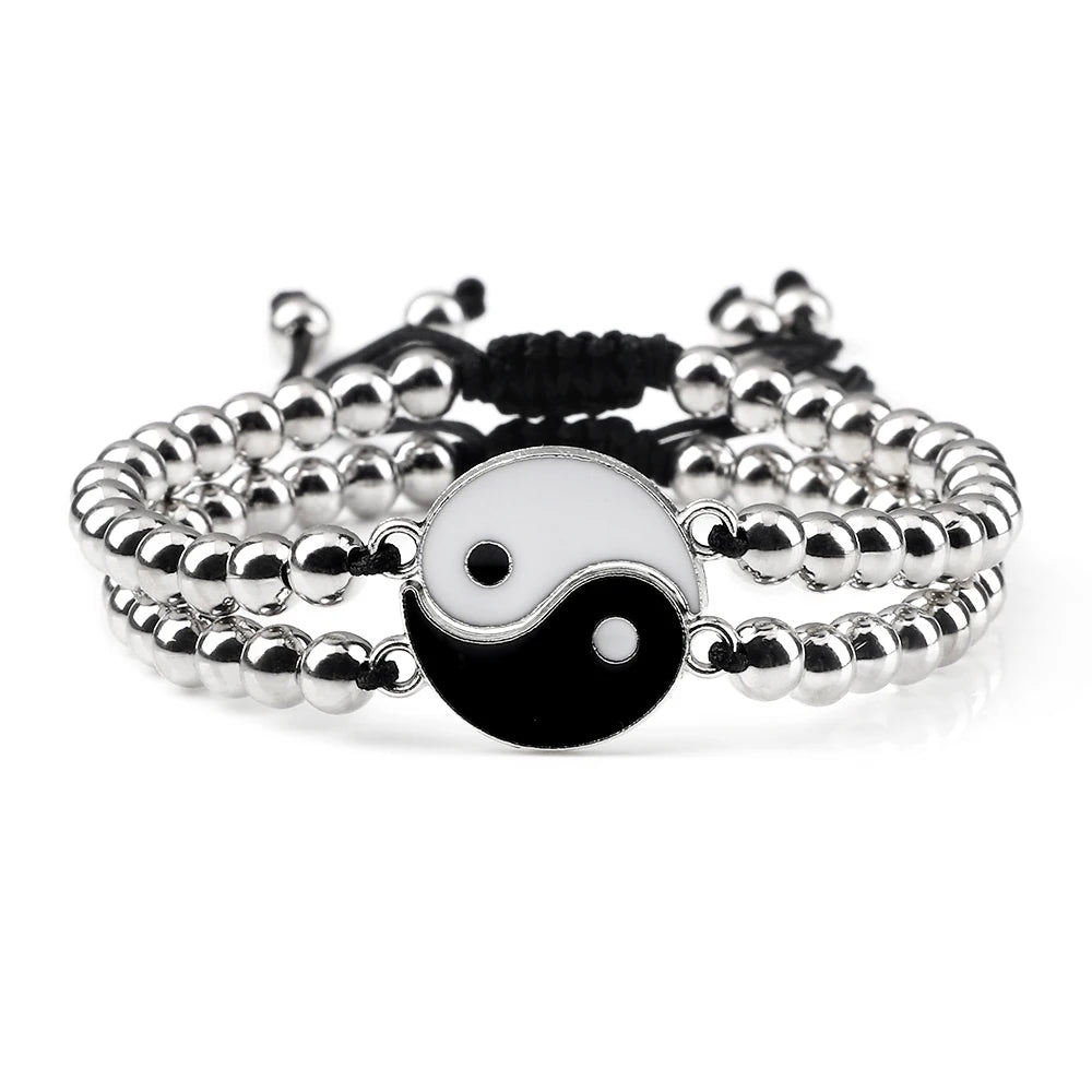 Charm YinYang Balance Copper Beads Bracelet Women Men Lucky Totem Pendant Couple Bracelet&Bangle Chain Pulsera Jewelry Gift  New  (GoldenCity)