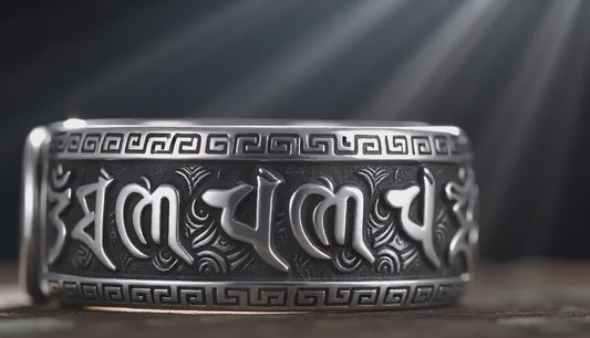 925 Silver Ring Male Finger Accessories Personality Retro Buddhist Scripture Mantra Om Mani Padme Hum Ring For Men Adjustable  (GoldenCity)